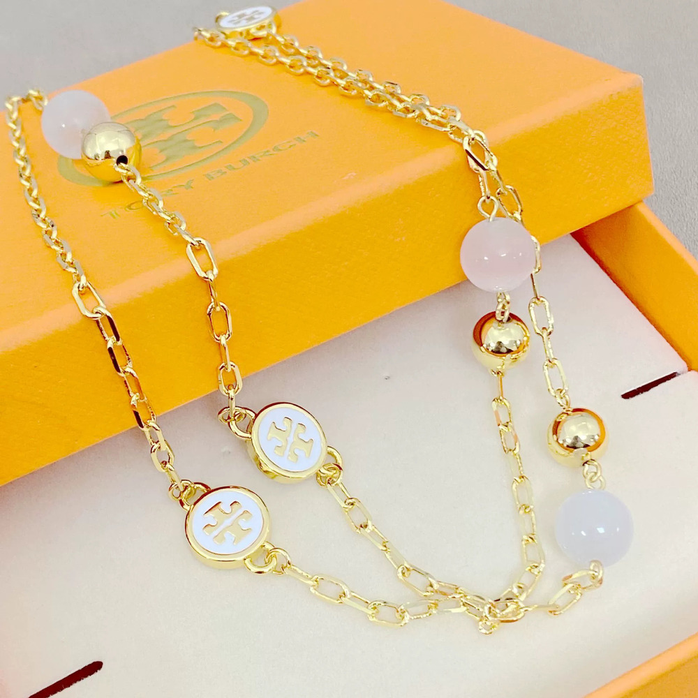 Tory Burch Extra Long Enamel Pearl Necklace